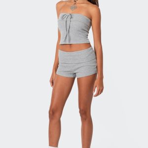 Lizzy Foldover Waffle Shorts