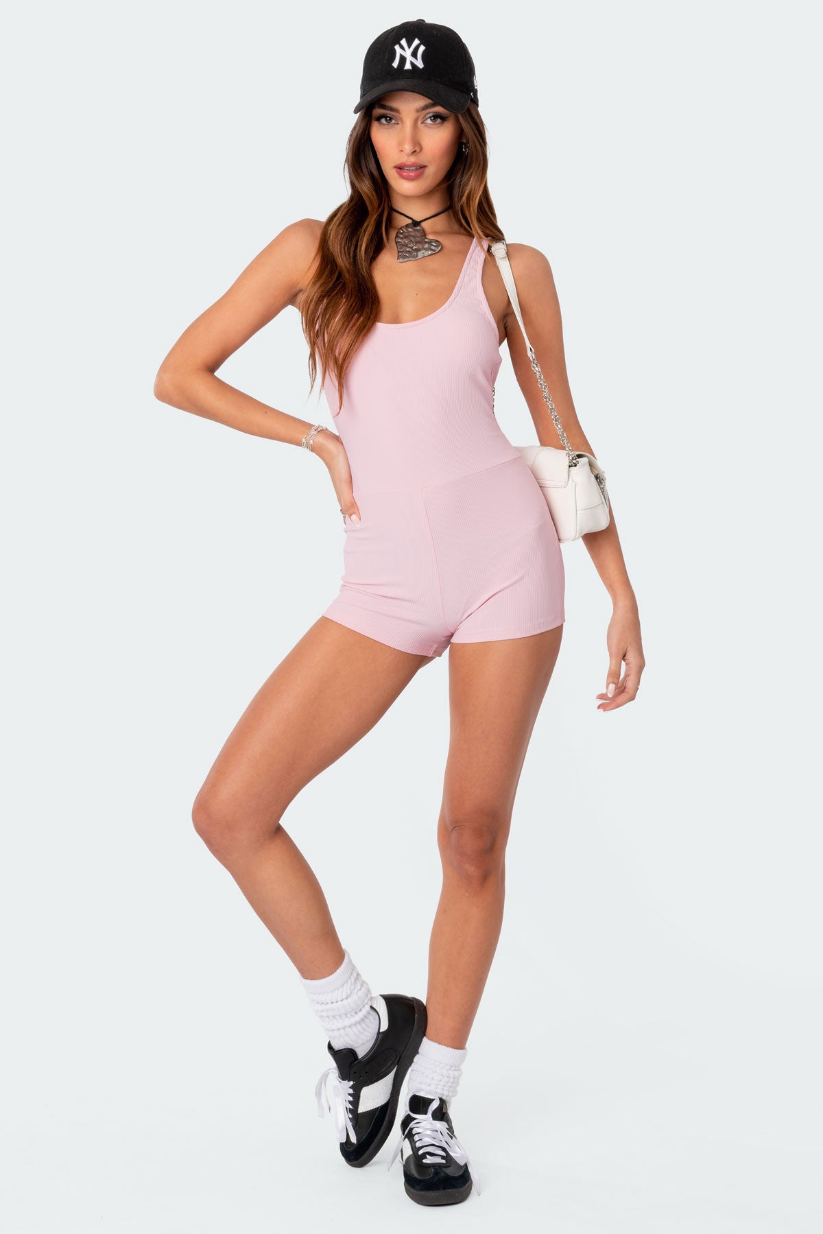 Drea Open Back Ribbed Romper - Image 2