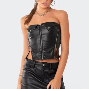 Sam Faux Leather Zip Corset