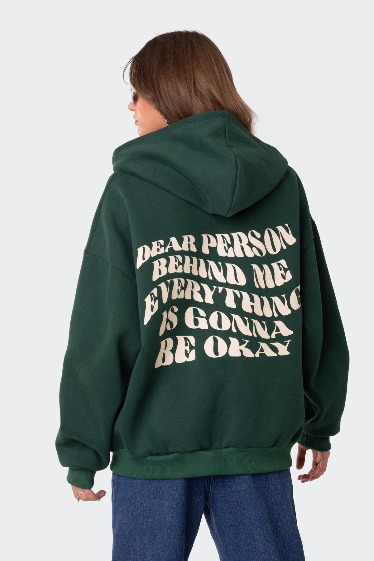 Everything'S Ok Zip Up Oversized Hoodie - Image 5