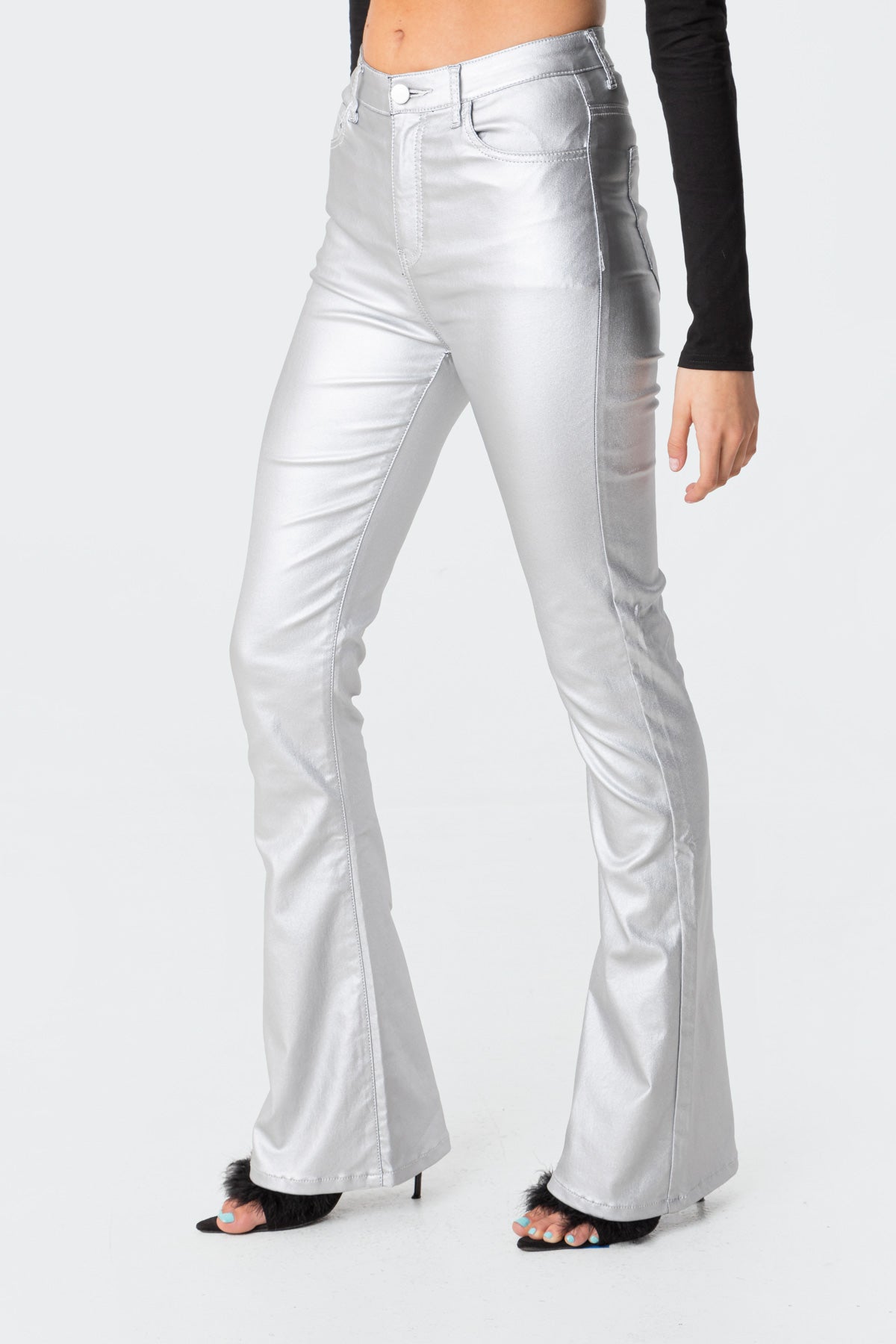 Luna Faux Leather Flare Jeans - Image 3