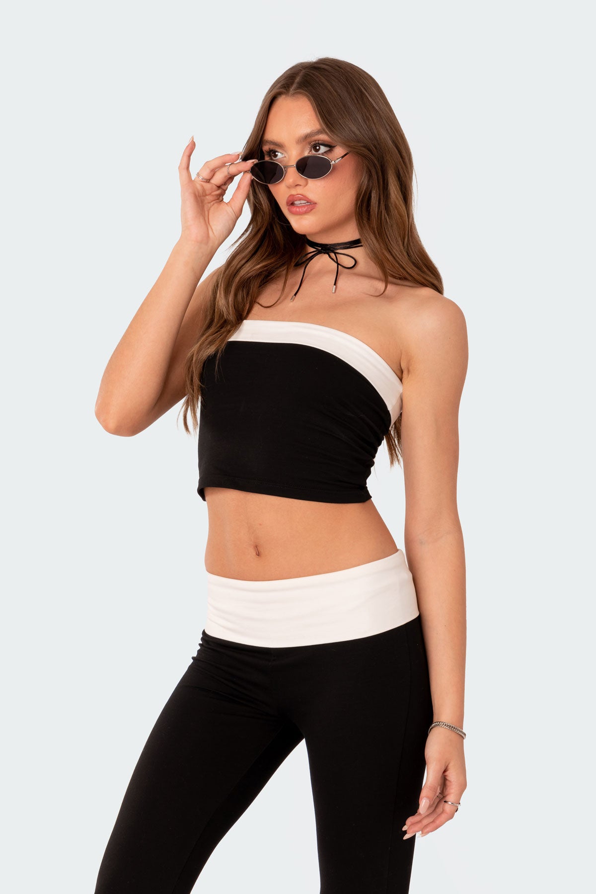 Contrast Fold Over Tube Top - Image 4