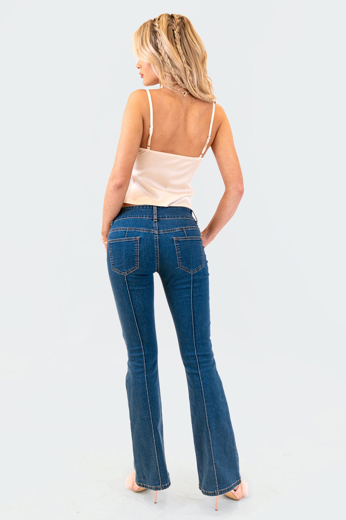 Lacey Satin Effect Slit Crop Top - Image 5