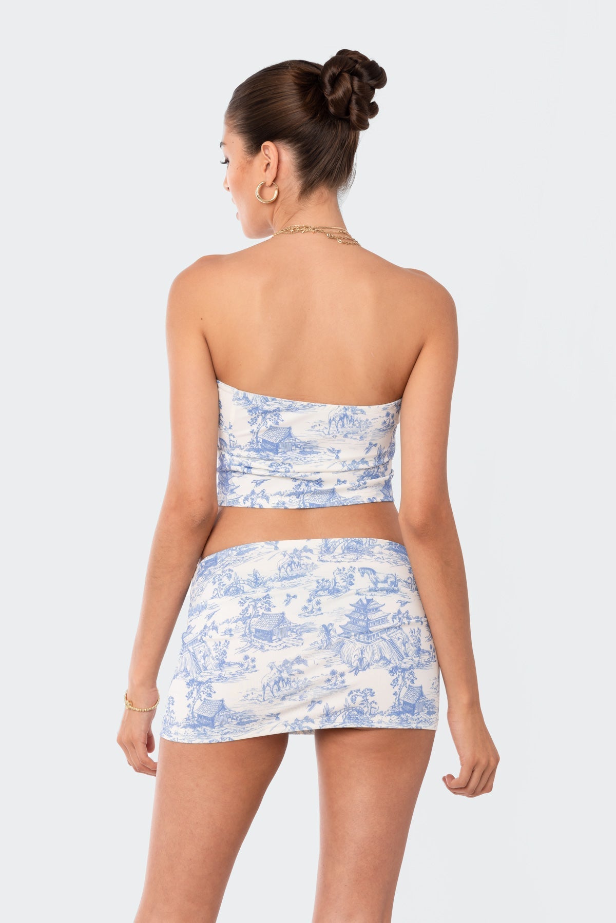 Delft Print Strapless Top - Image 3