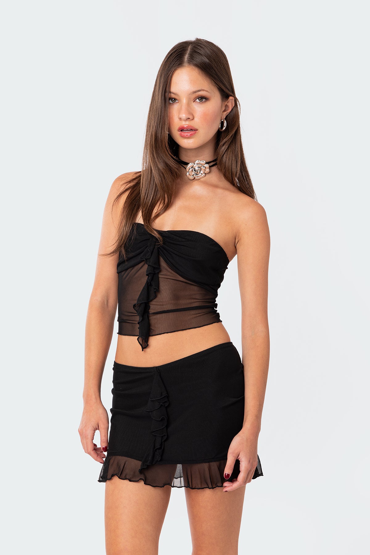 Solange Ruffle Mesh Tube Top - Image 3
