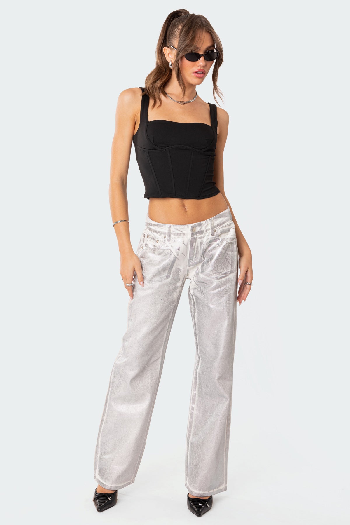 Jolene Metallic Low Rise Jeans - Image 3