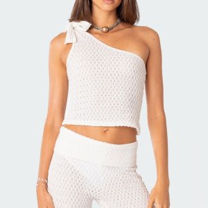 Amalia Textured Knit One Shoulder Top