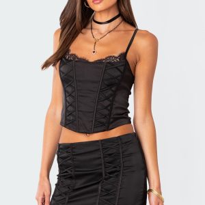 Lilith Lace Up Satin Effect Corset