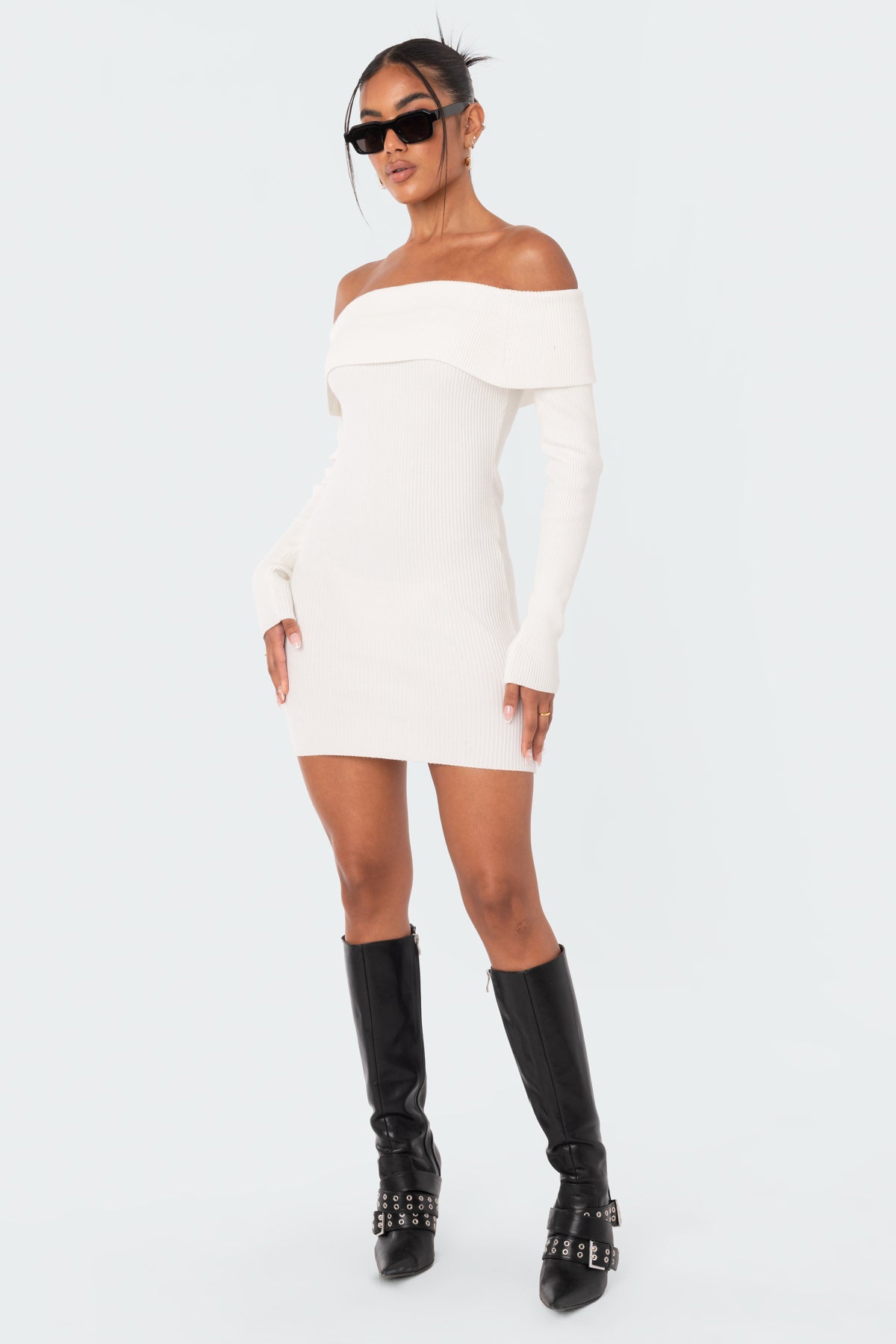 Emma Fold Over Knitted Dress - Image 2