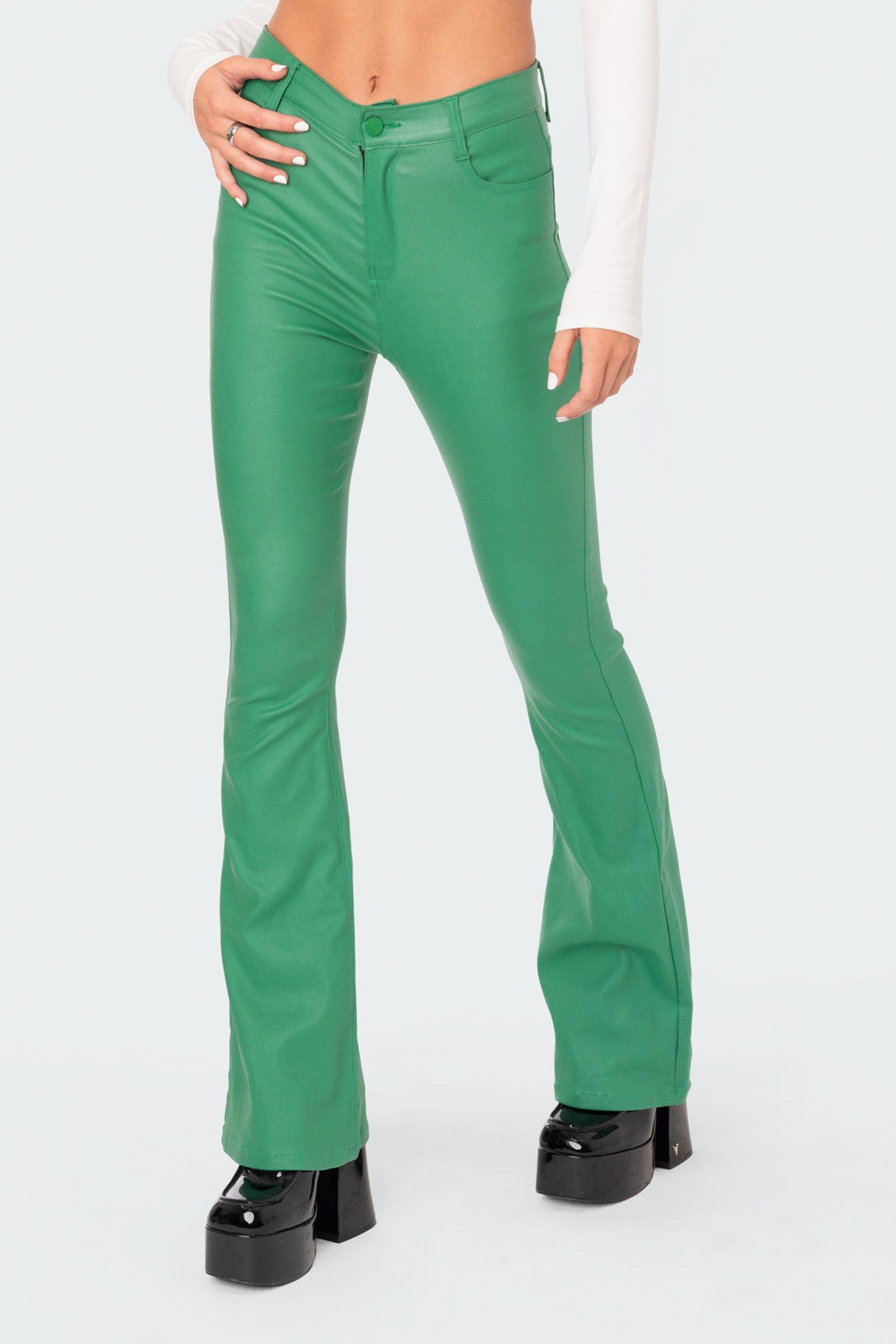 Luna Faux Leather Flare Jeans - Image 2