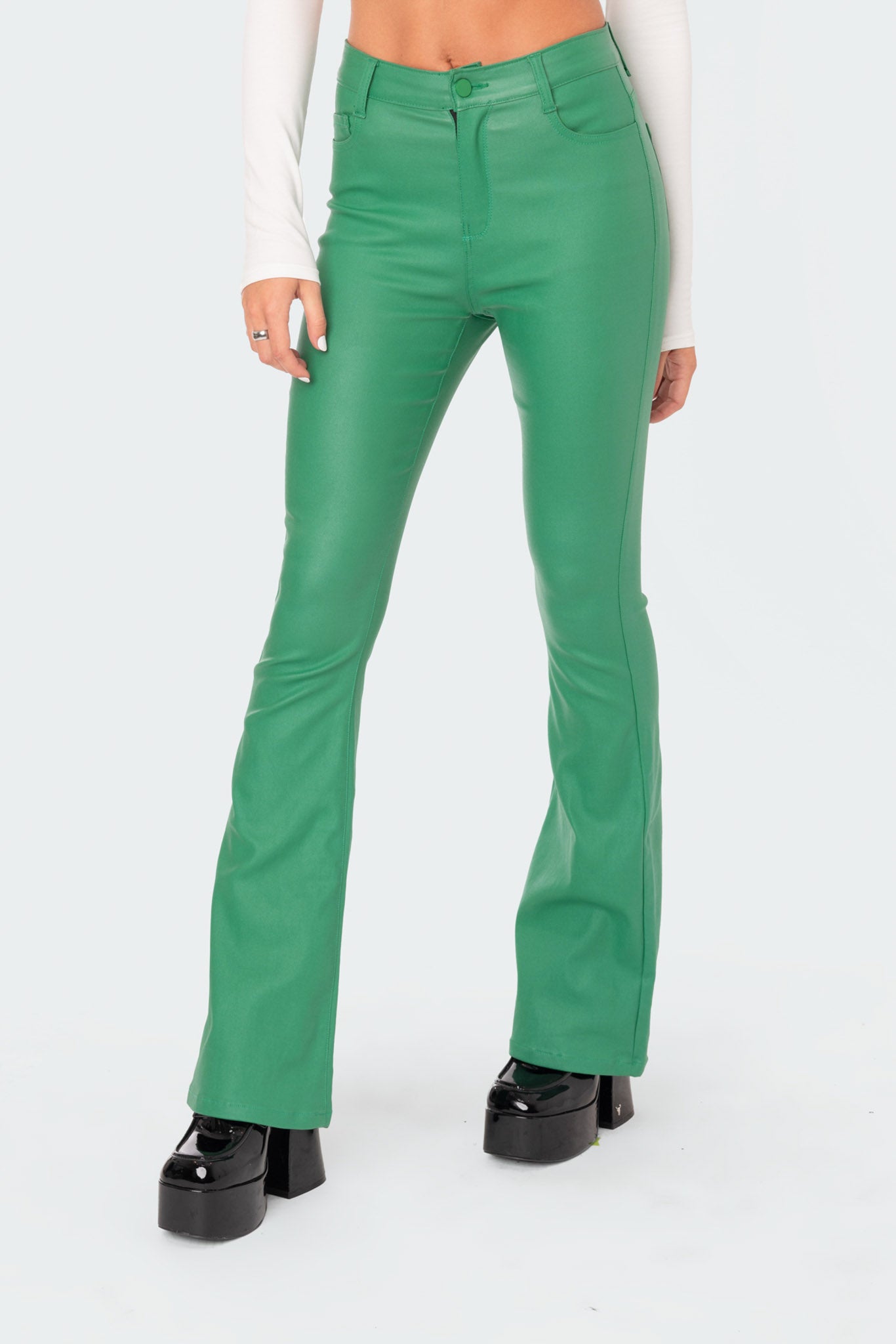 Luna Faux Leather Flare Jeans - Image 4