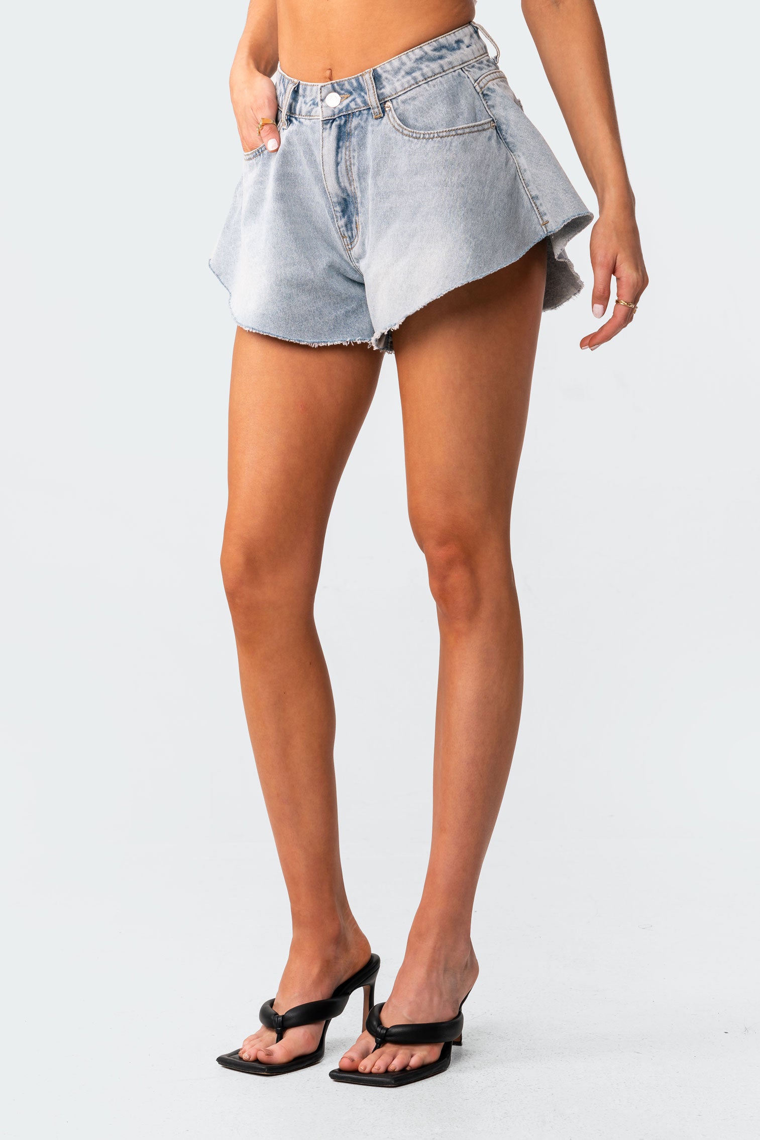 Koi Flared Denim Shorts - Image 3