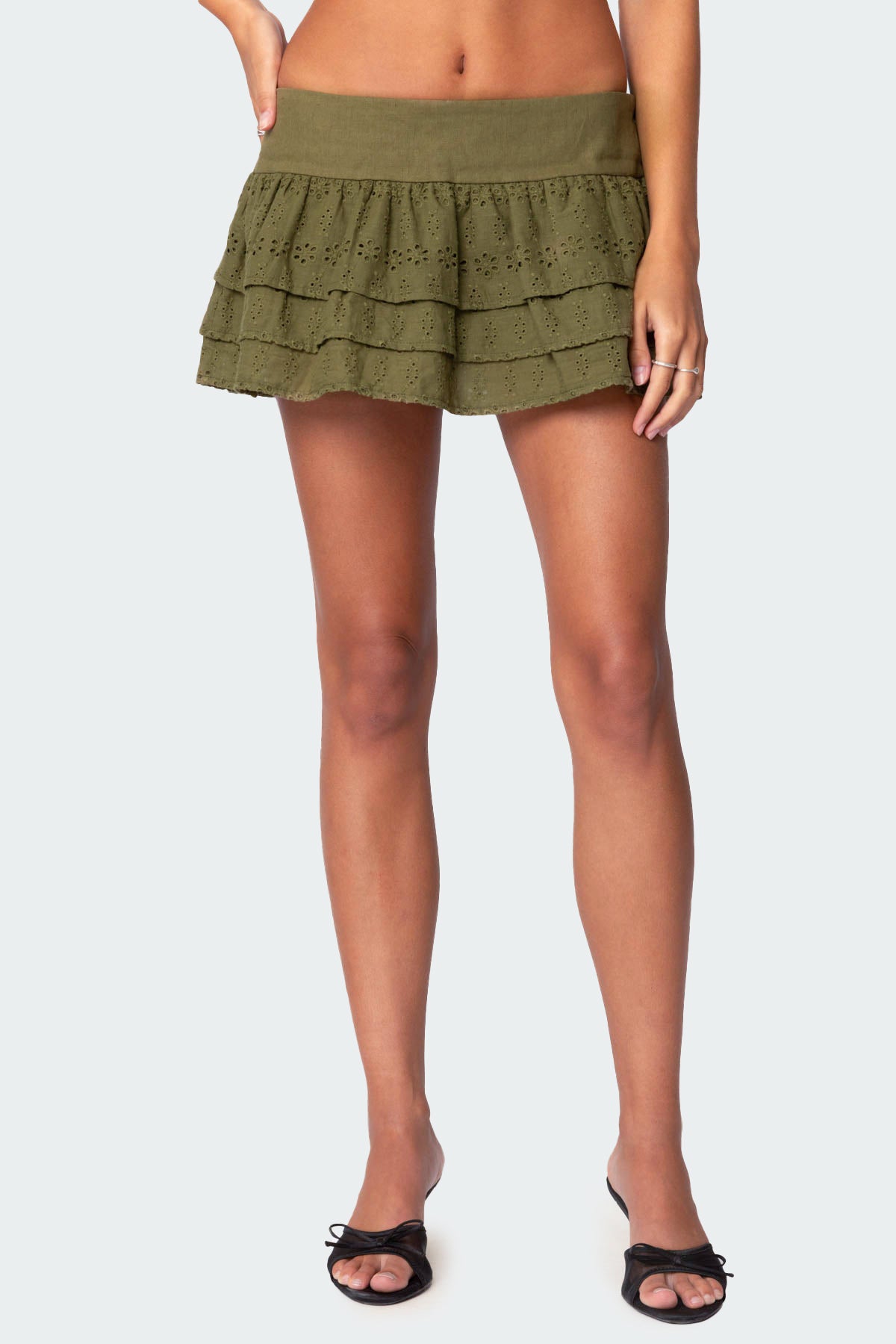 Fluer Ruffled Eyelet Mini Skort - Image 2