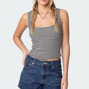 Dillan Striped Square Neck Top
