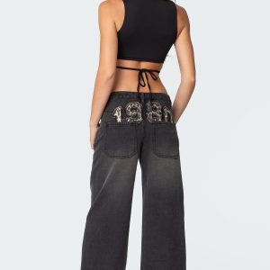 1980 Leopard Patch Low Rise Jeans
