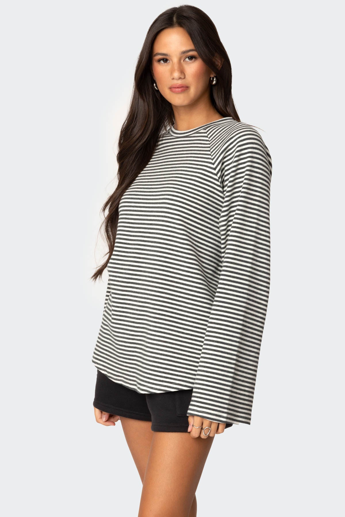 Stripey Oversized Bell Sleeve Top - Image 3
