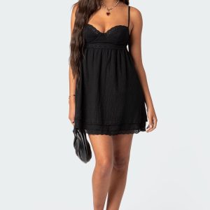Bonny Lace Trim Cotton Mini Dress