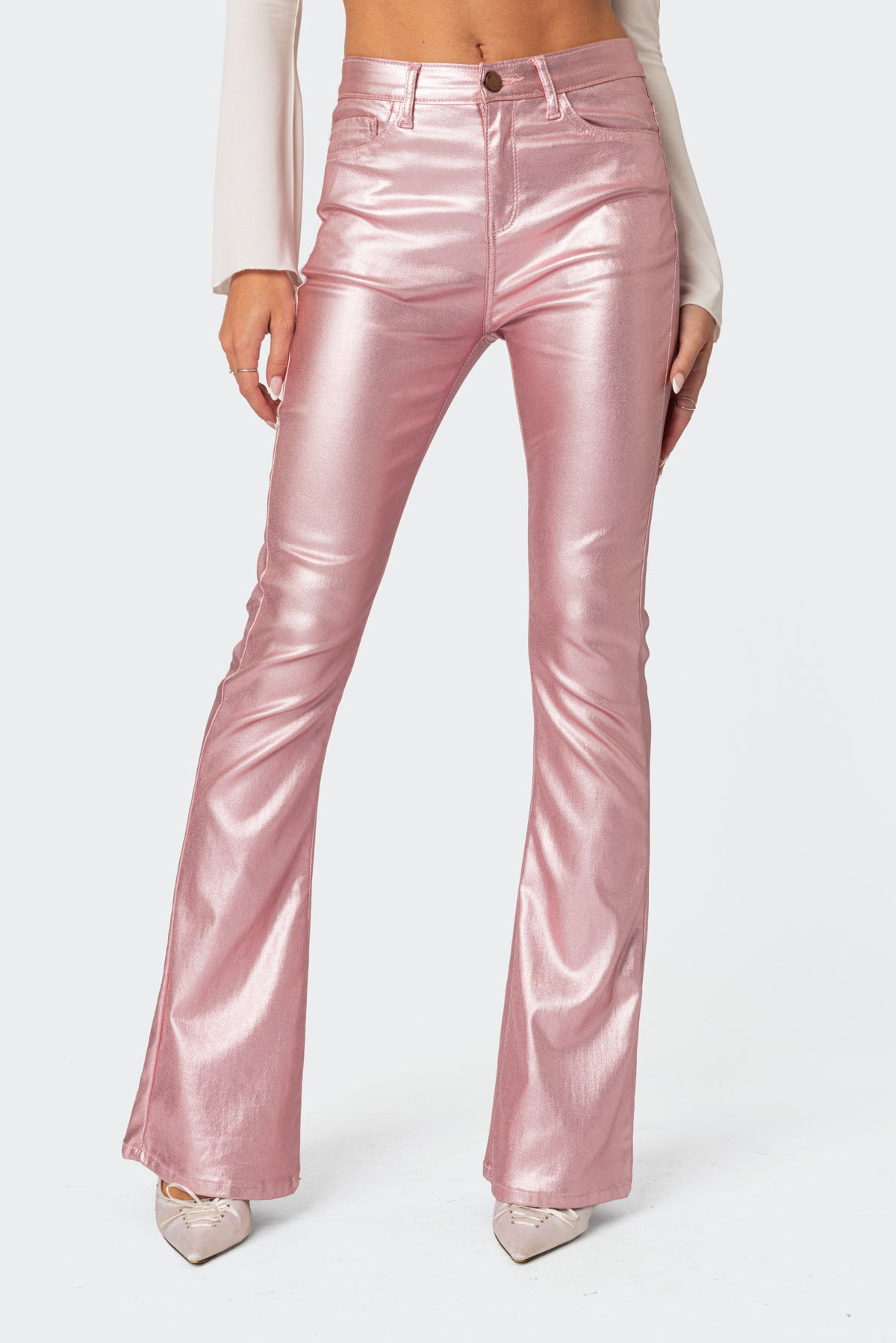 Luna Faux Leather Flare Jeans - Image 2