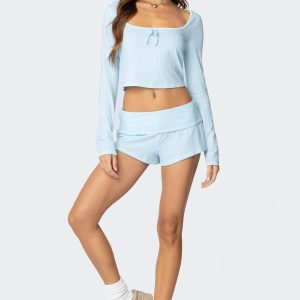 Lucilla Fold Over Ribbed Shorts