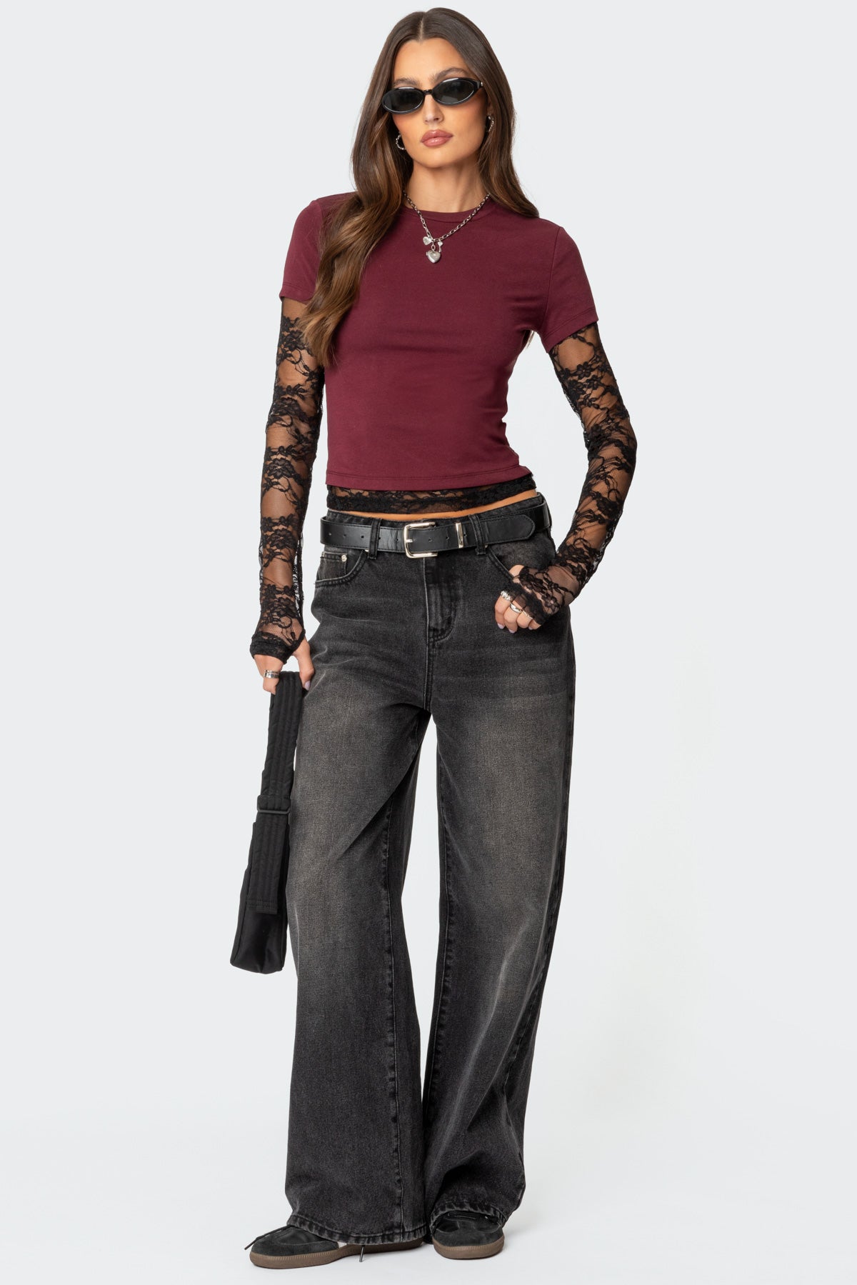 Layered Lace Sleeve T Shirt - Image 2