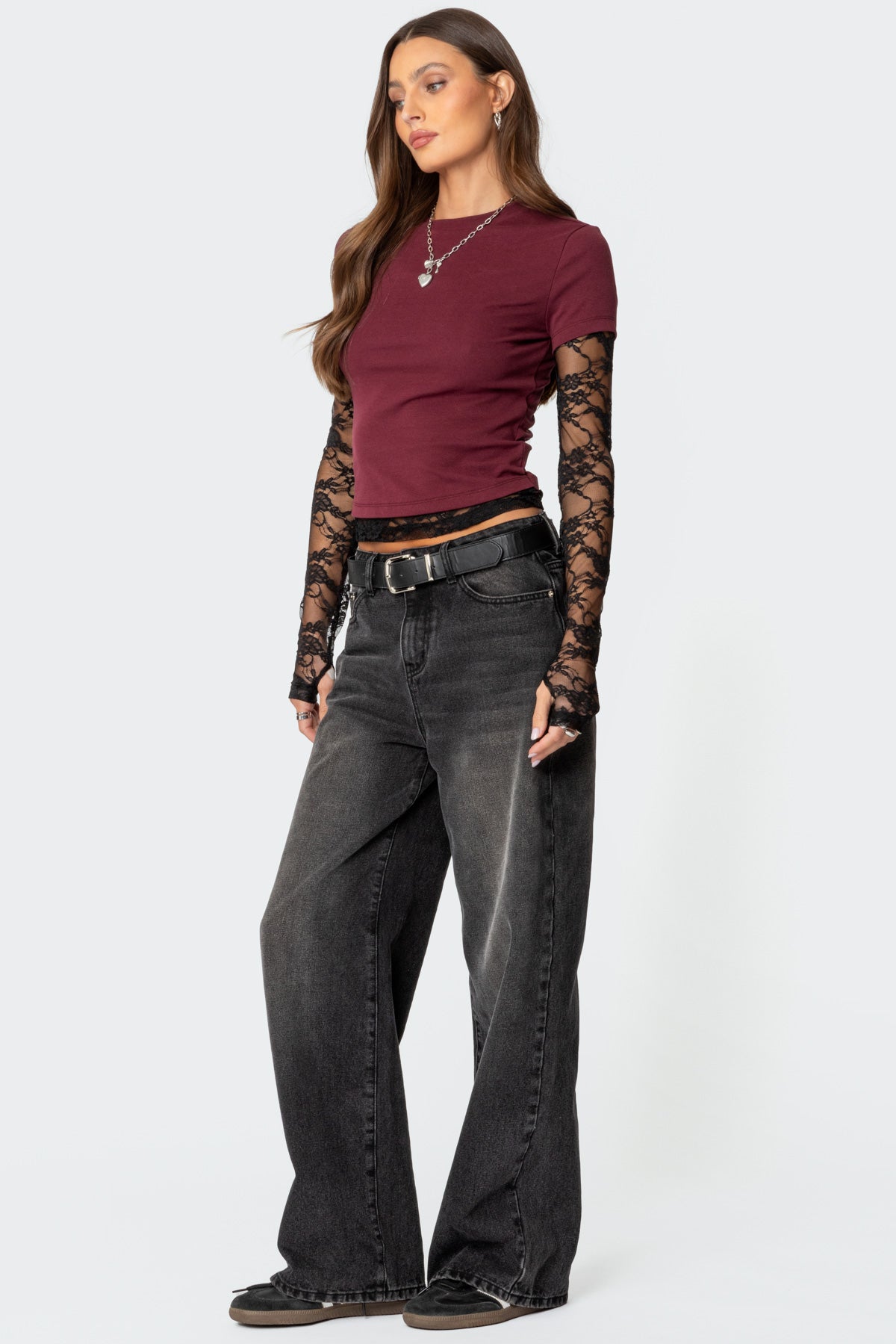 Layered Lace Sleeve T Shirt - Image 4