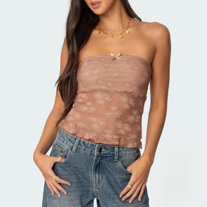 Ballet Sheer Lace Tube Top