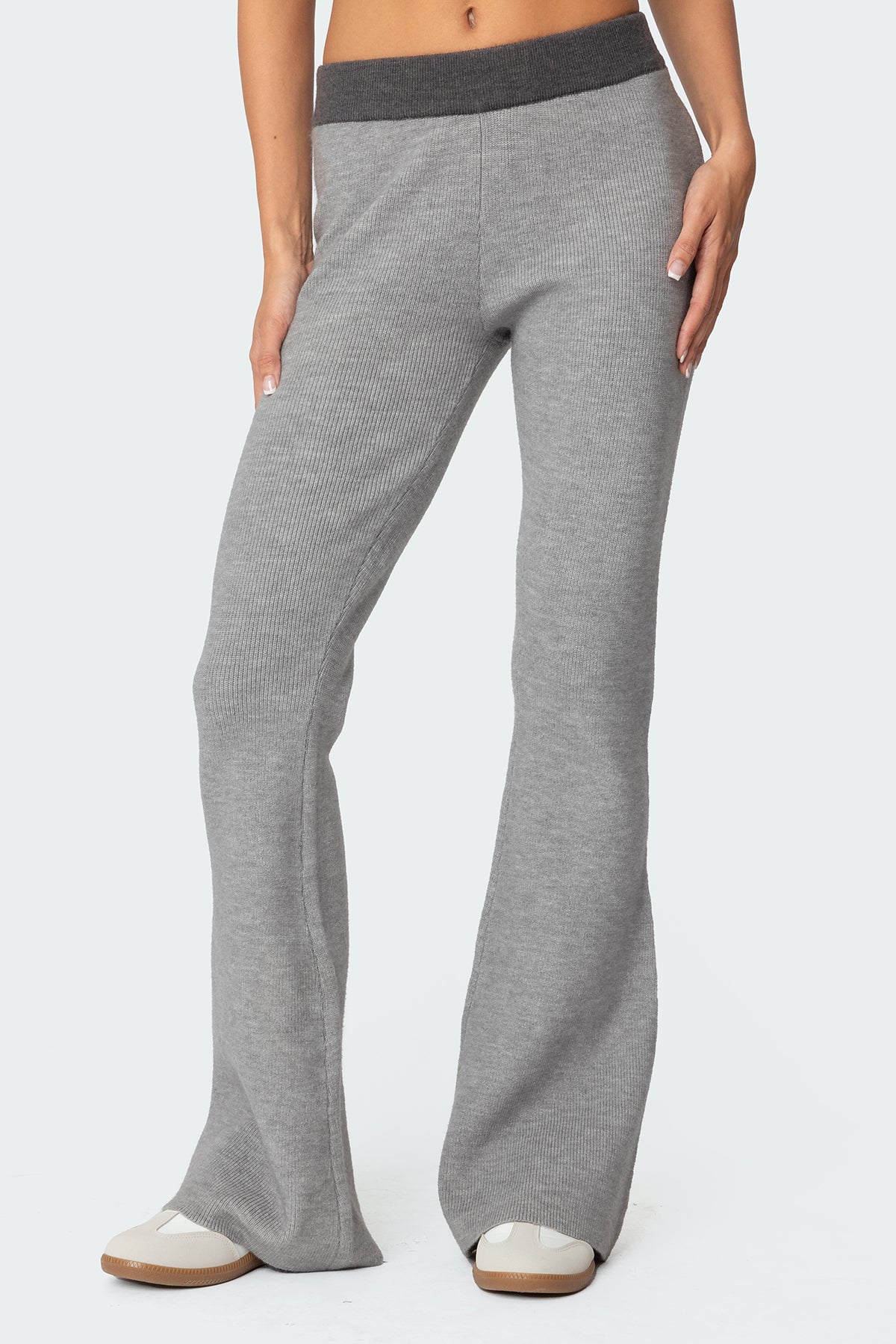 Lei Contrast Knit Flared Pants - Image 2