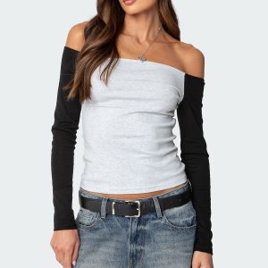 Contrast Off Shoulder Top