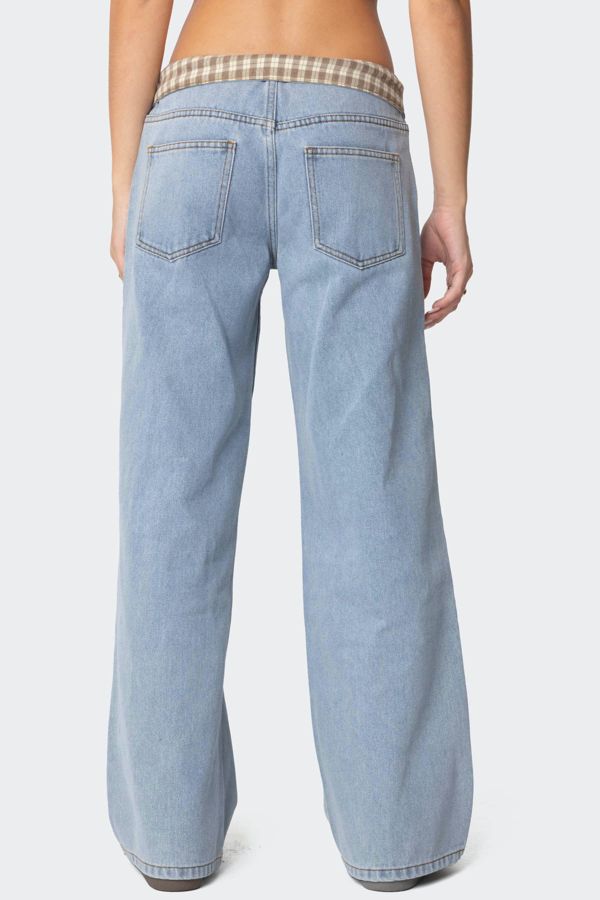 Peekaboo Plaid Low Rise Jeans - Image 4