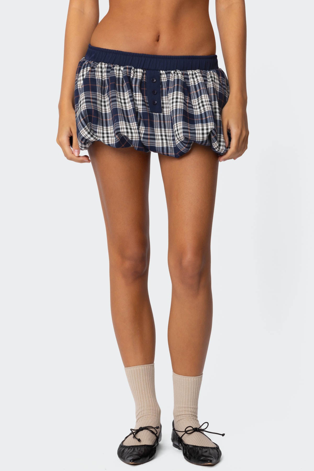 Dianna Plaid Bubble Mini Skort - Image 2