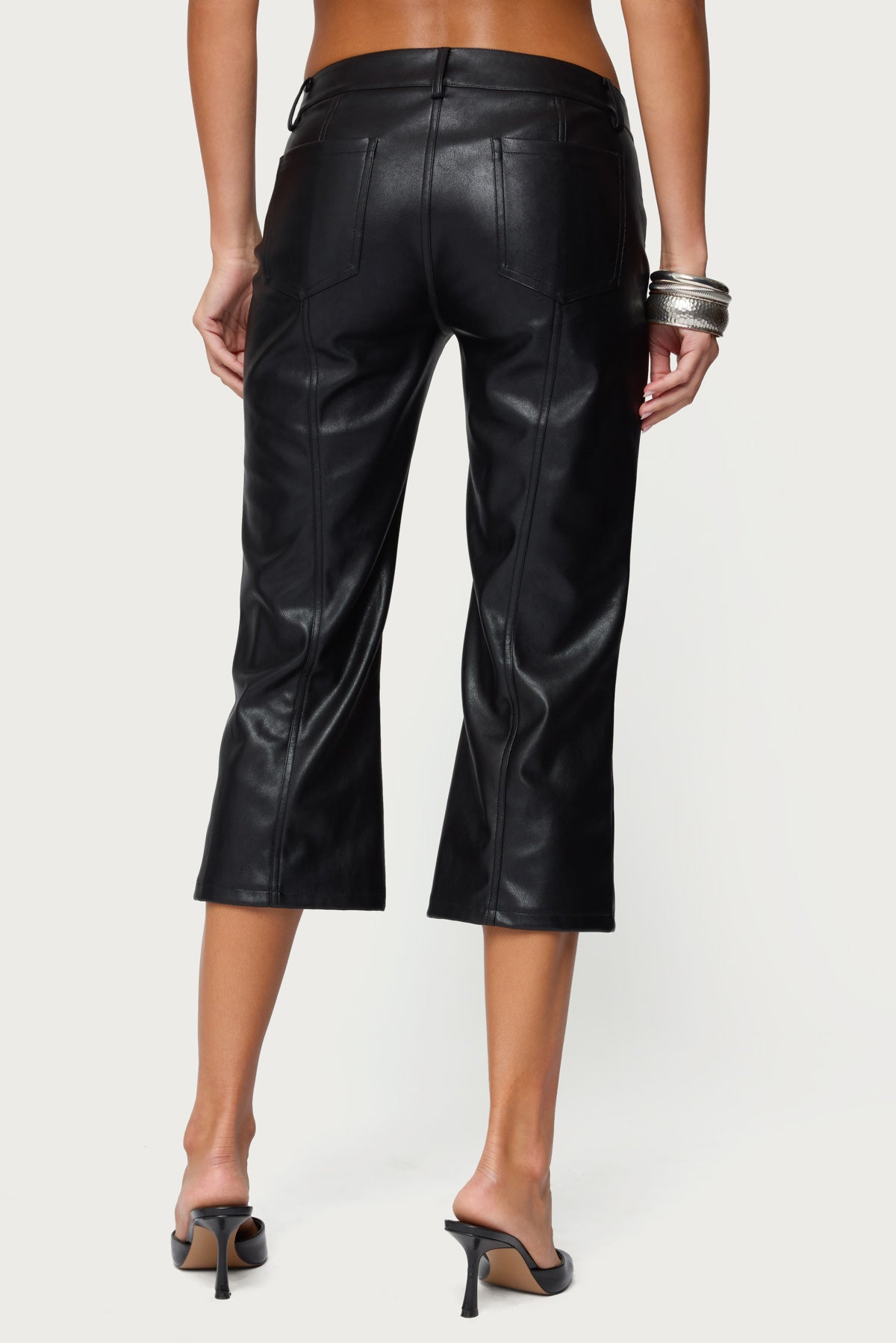 Lexy Faux Leather Flared Capri Pants - Image 5