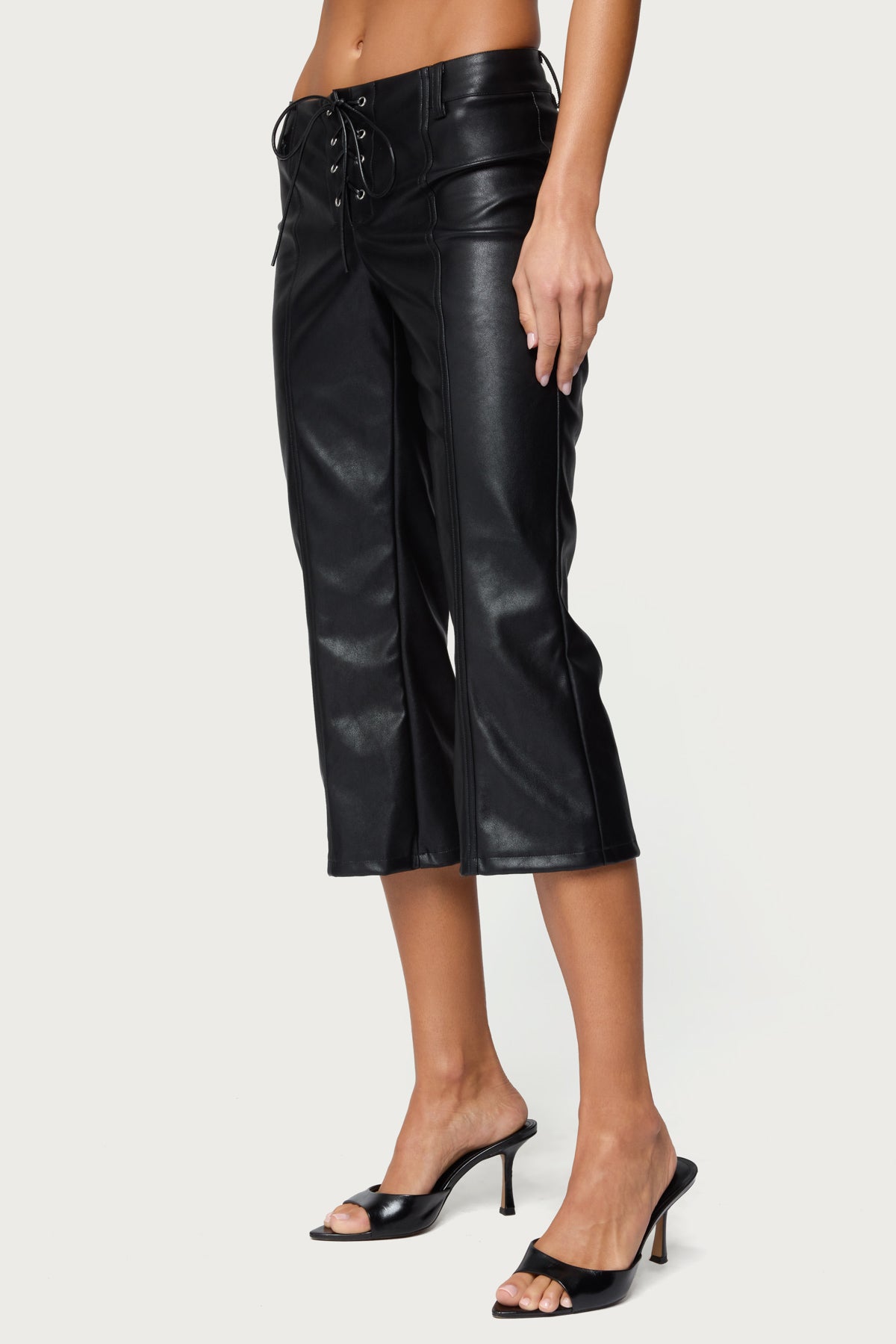 Lexy Faux Leather Flared Capri Pants - Image 4