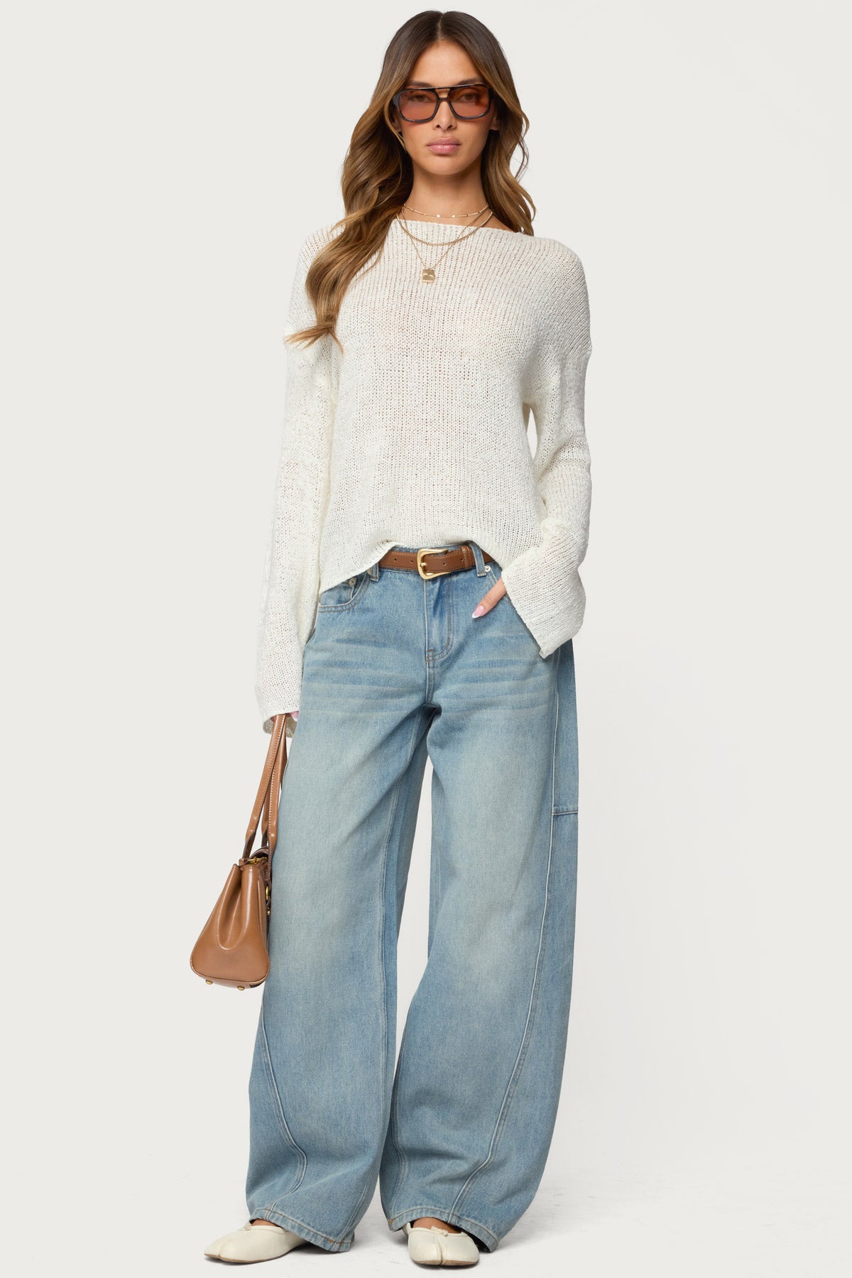 Drop Shoulder Light Knit Sweater - Image 2