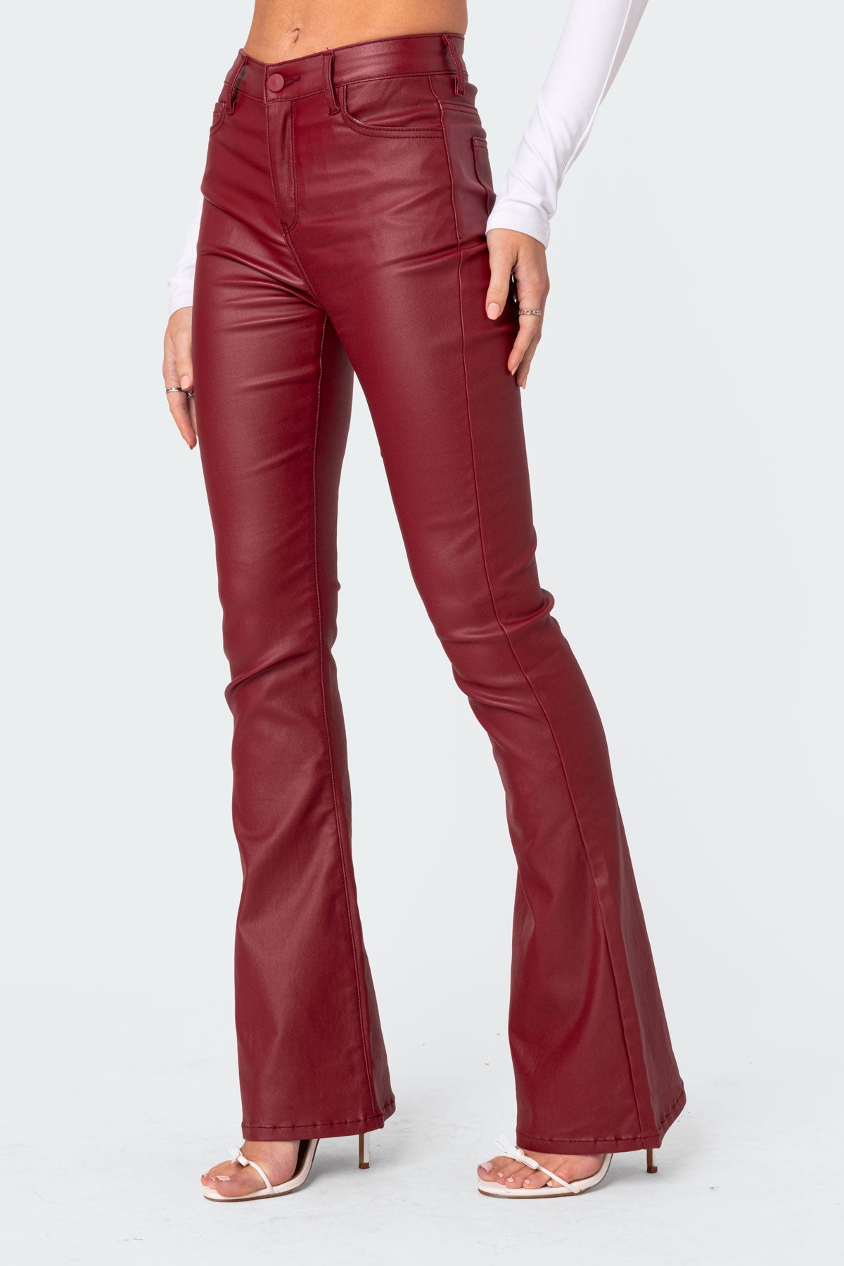 Luna Faux Leather Flare Jeans - Image 3