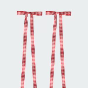 Gingham Bow Hair Clip Set
