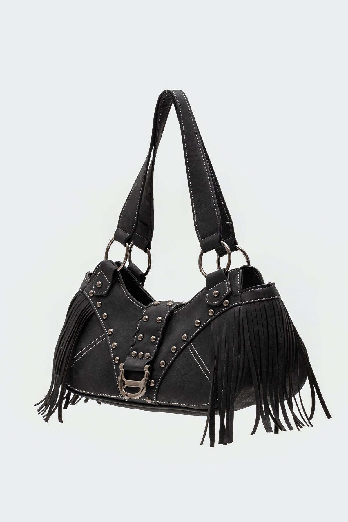 Shterna Fringed Faux Leather Sueded Bag - Image 3