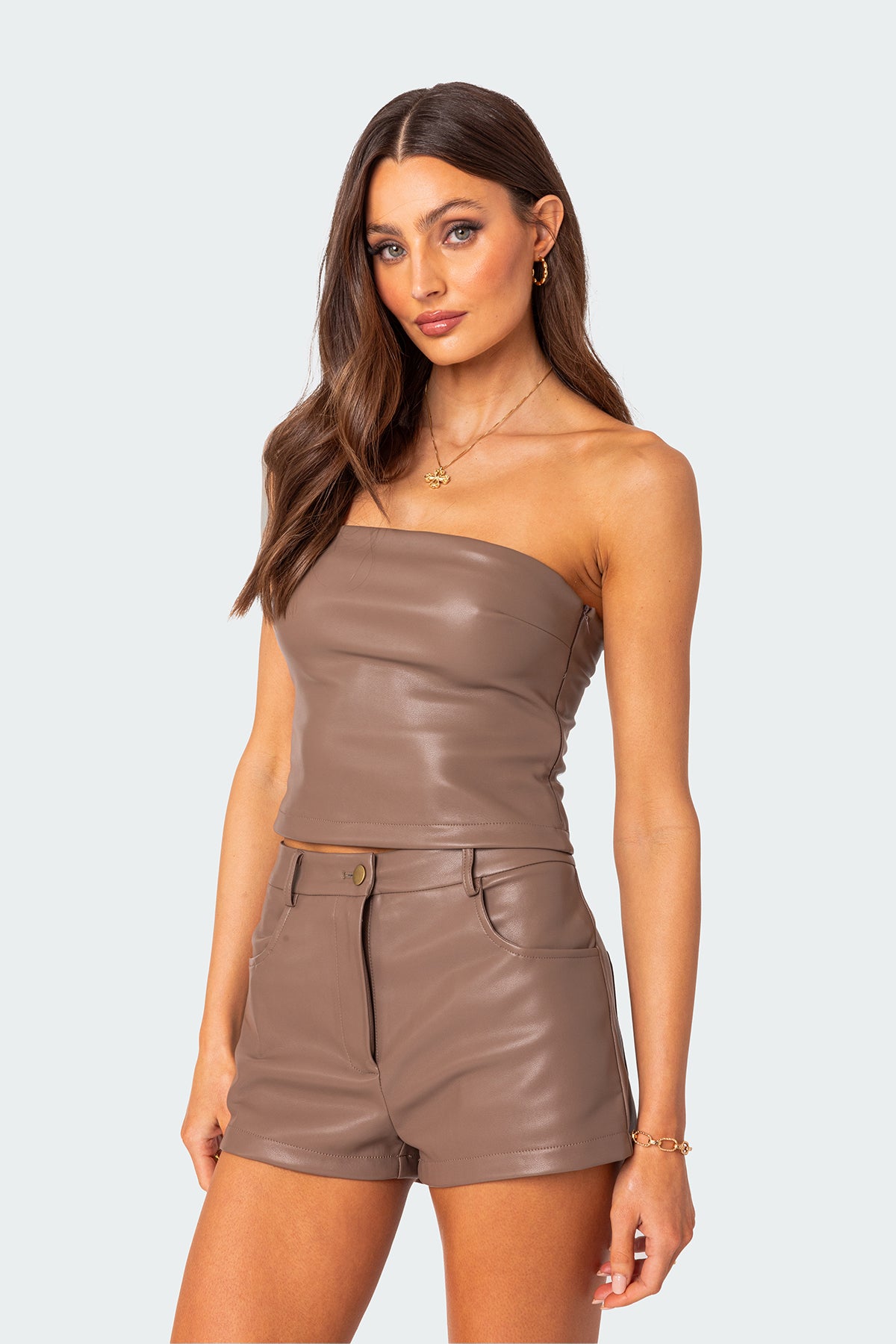 Martine Faux Leather Tube Top - Image 3