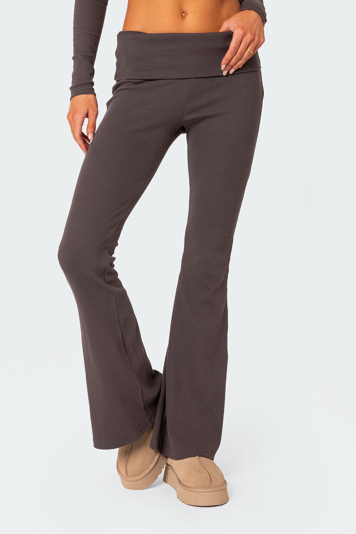 Coffee Break Ribbed Flare Leggings - Image 2