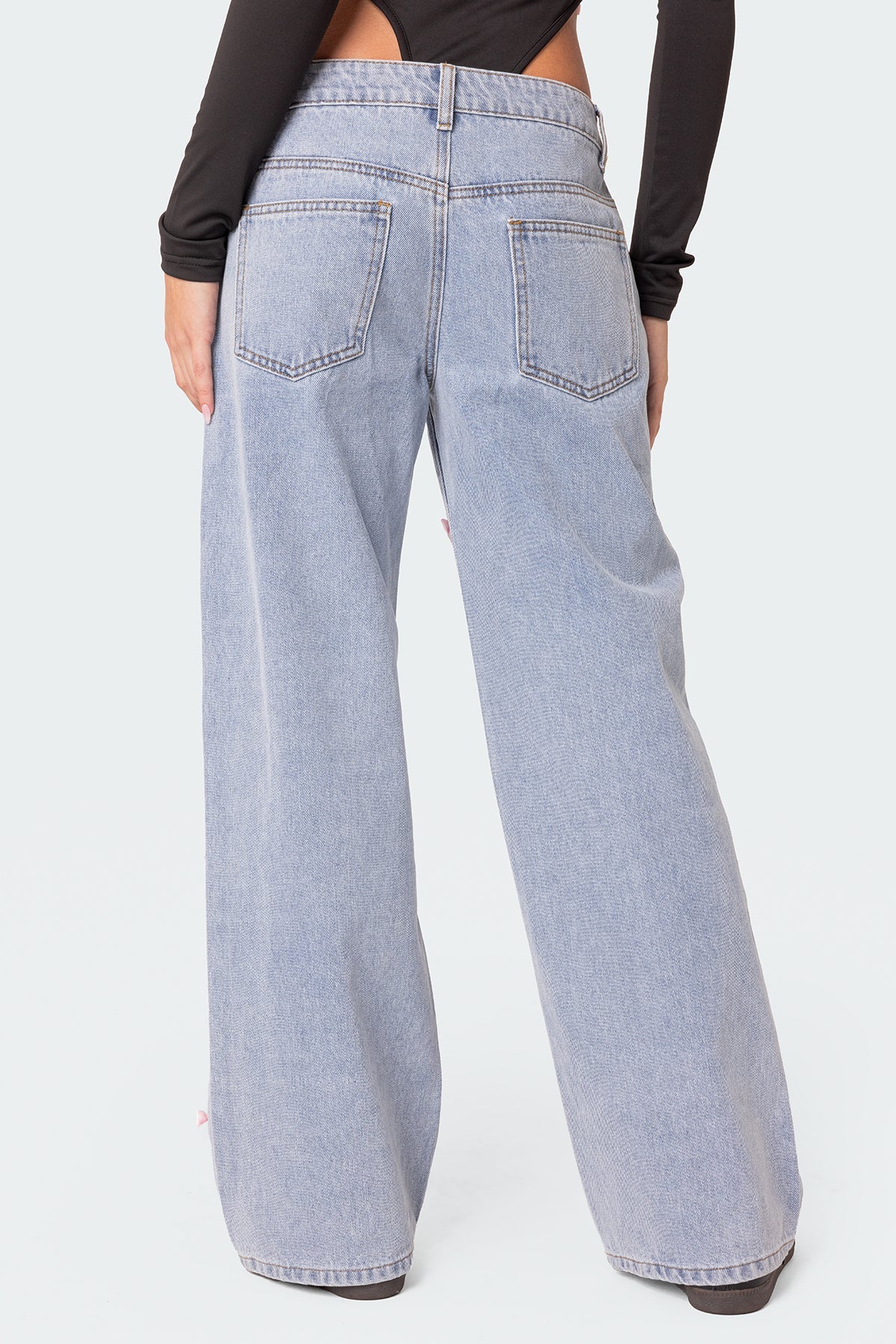 Lucille Low Rise Satin Effect Bow Jeans - Image 4