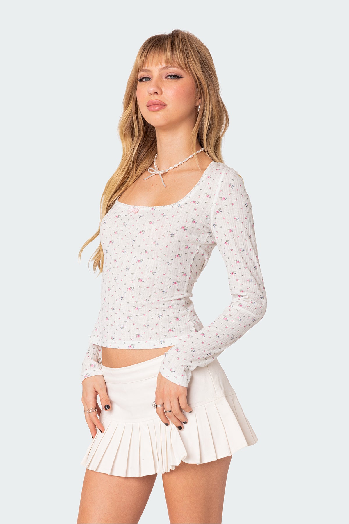 Aviana Printed Pointelle Top - Image 3
