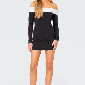 Yolanda Contrast Fold Over Mini Dress
