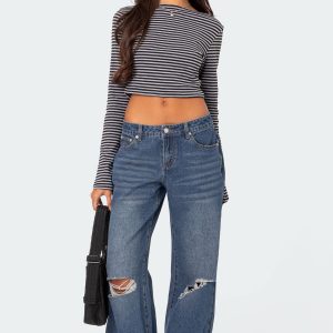 Debbie Distressed Low Rise Jeans