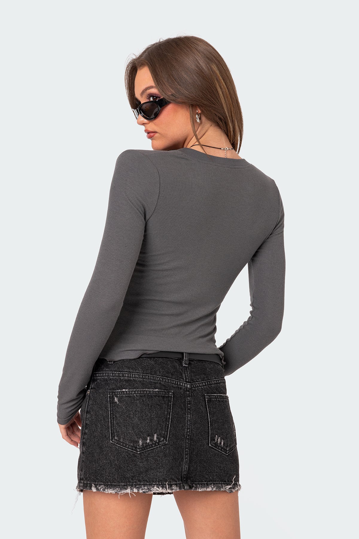 Emerson Button V Neck Top - Image 4