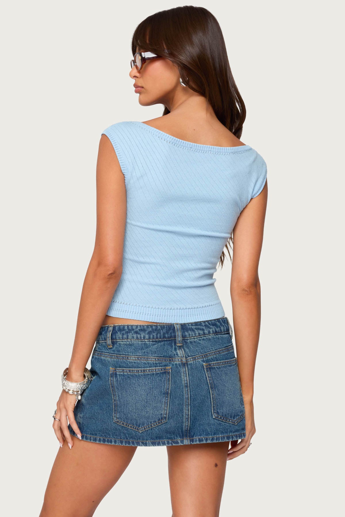 Jarah Pointelle Knit Boat Neck Top - Image 5