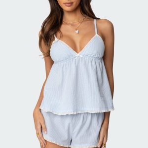 Danna Pinstripe Babydoll Tank Top