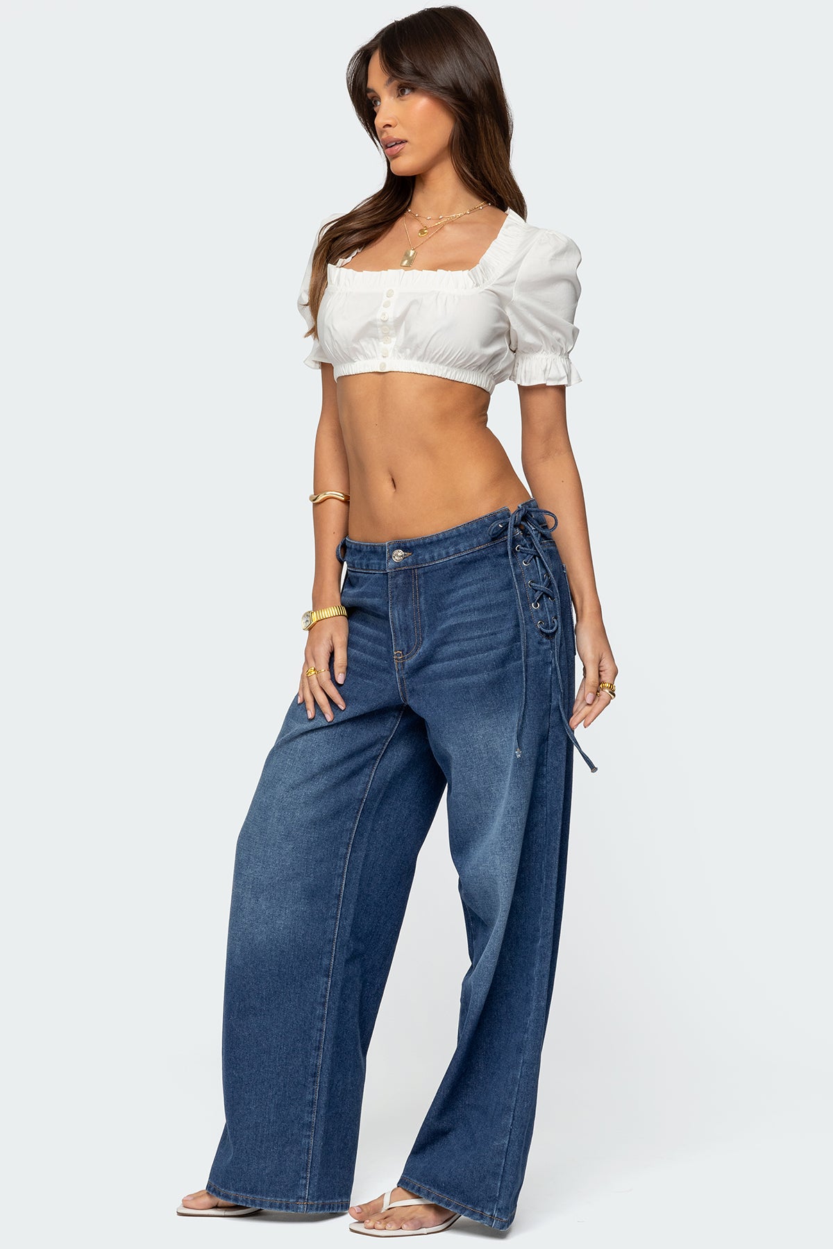 Katt Lace Up Baggy Jeans - Image 3