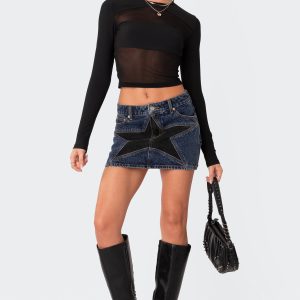 Stars Align Low Rise Denim Mini Skirt
