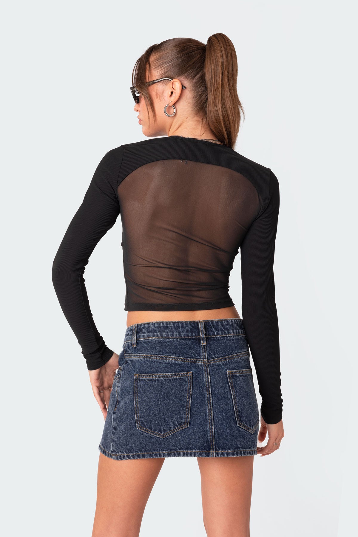 Azal Half Ribbed Mesh Top - Image 5