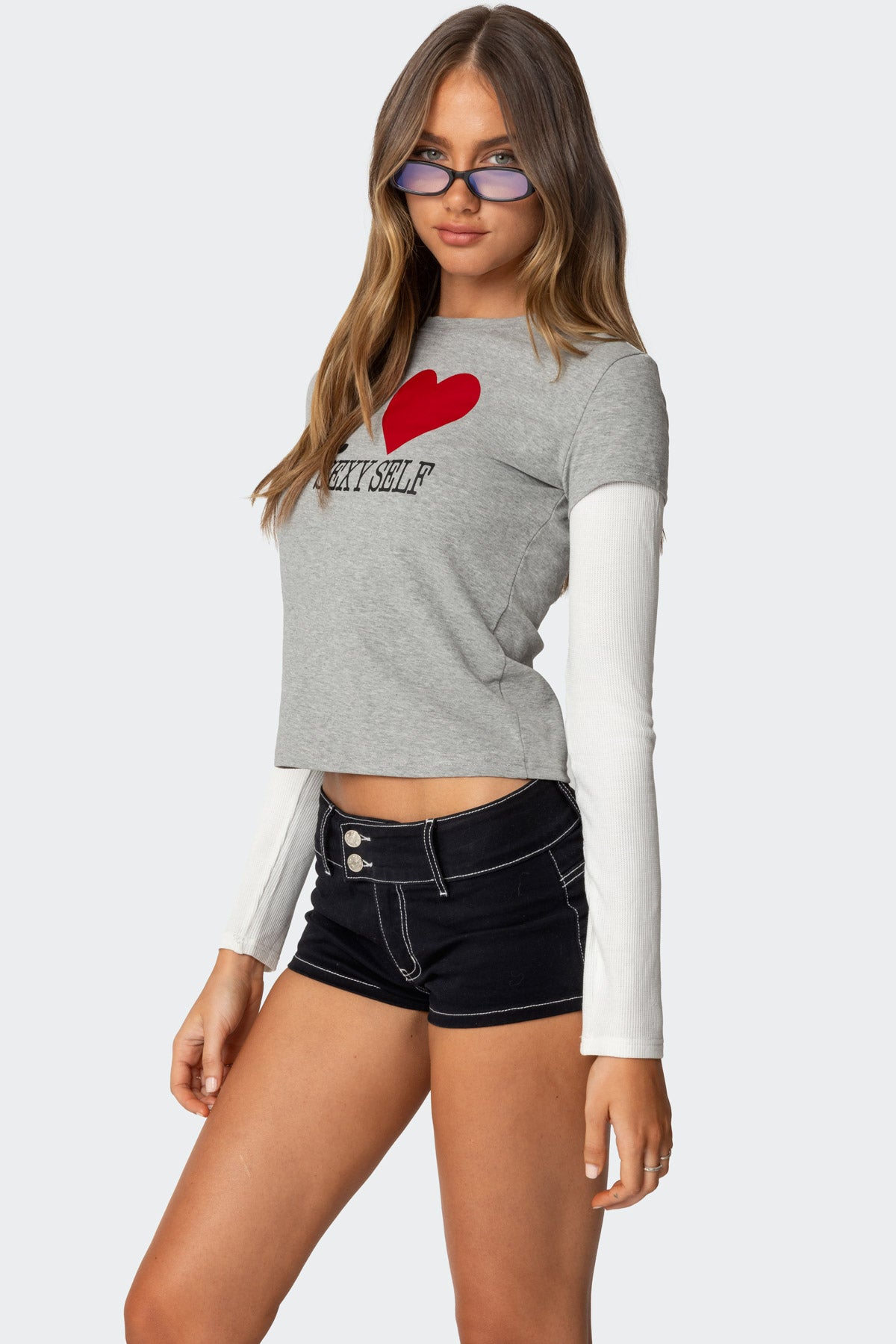 I Heart Me Layered Long Sleeve T Shirt - Image 4