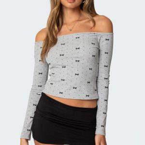 Ryna Bows & Dots Off Shoulder Top